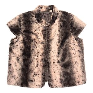 Marc Bouwer Black and Cream Faux Fur Vest